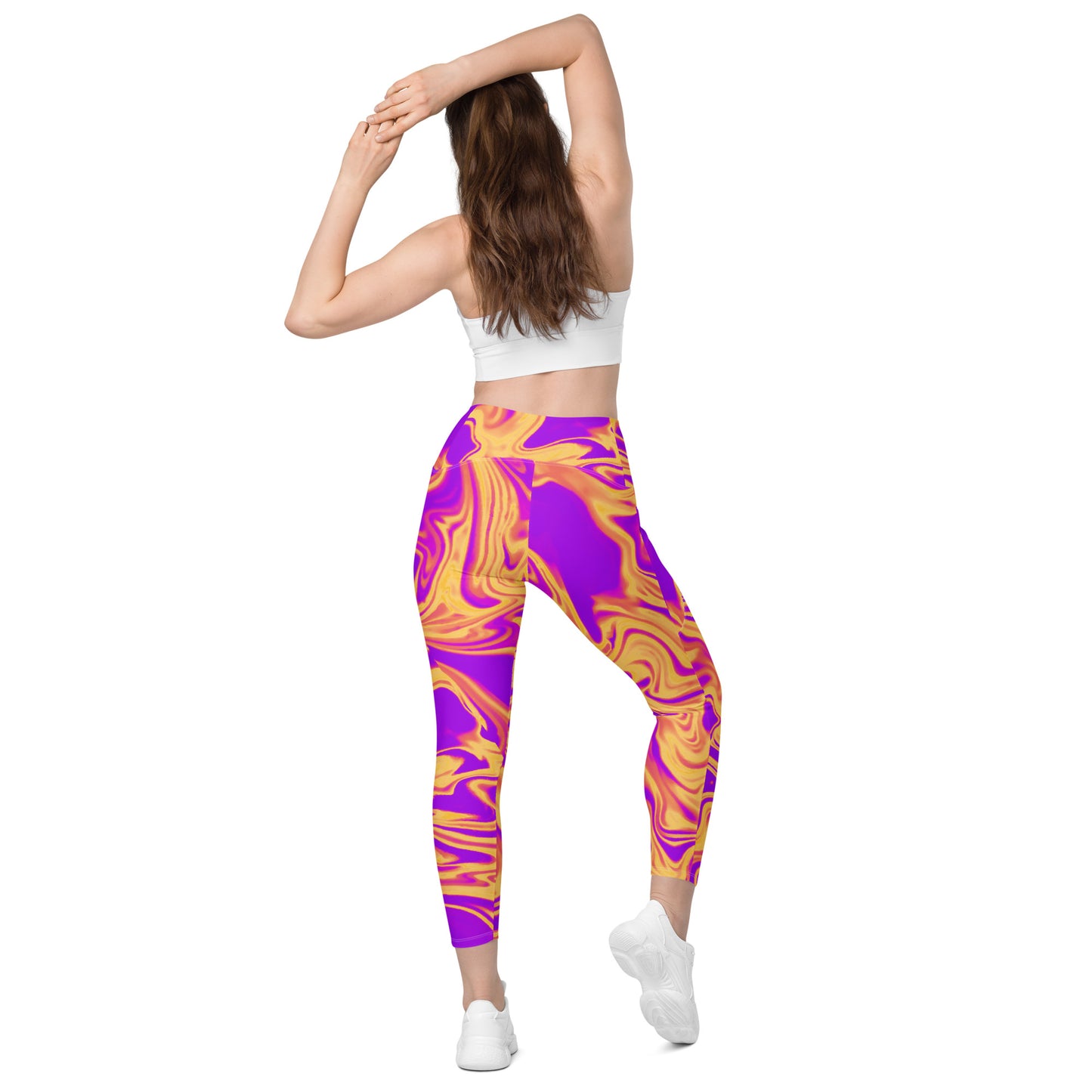 Cosmic Flow Women's Recycled Crossover Leggings With Pockets - FLAKOUT