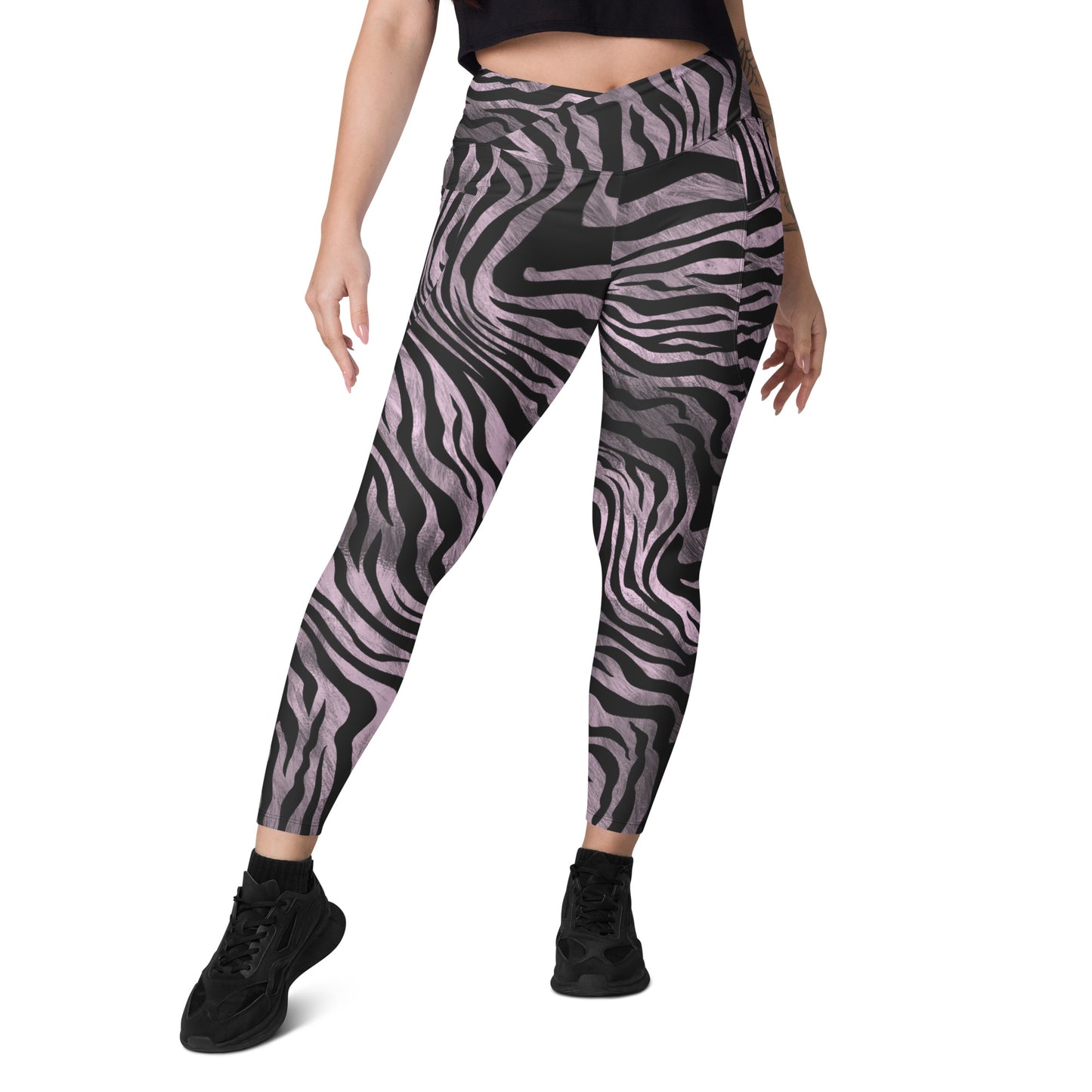 Zebralis Women's Recycled Crossover Leggings With Pockets - FLAKOUT