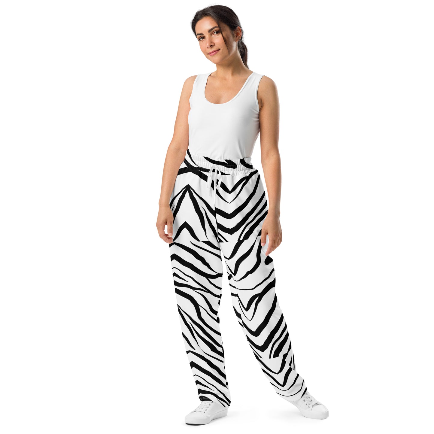 Striped Zebra Vibrance Unisex Wide-leg Recycled Joggers - FLAKOUT