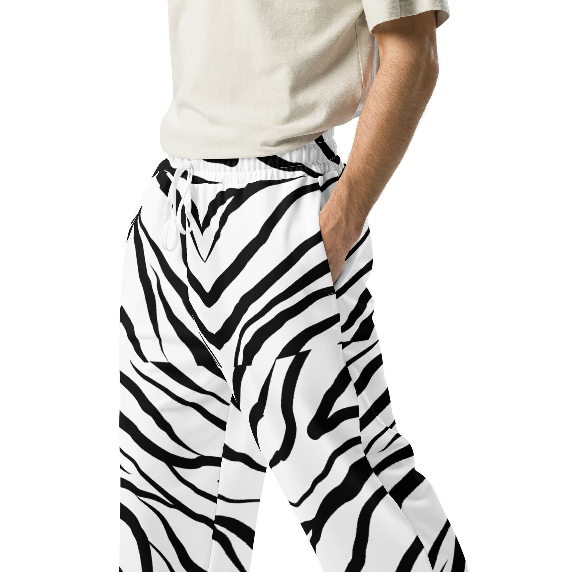 Striped Zebra Vibrance Unisex Wide-leg Recycled Joggers - FLAKOUT