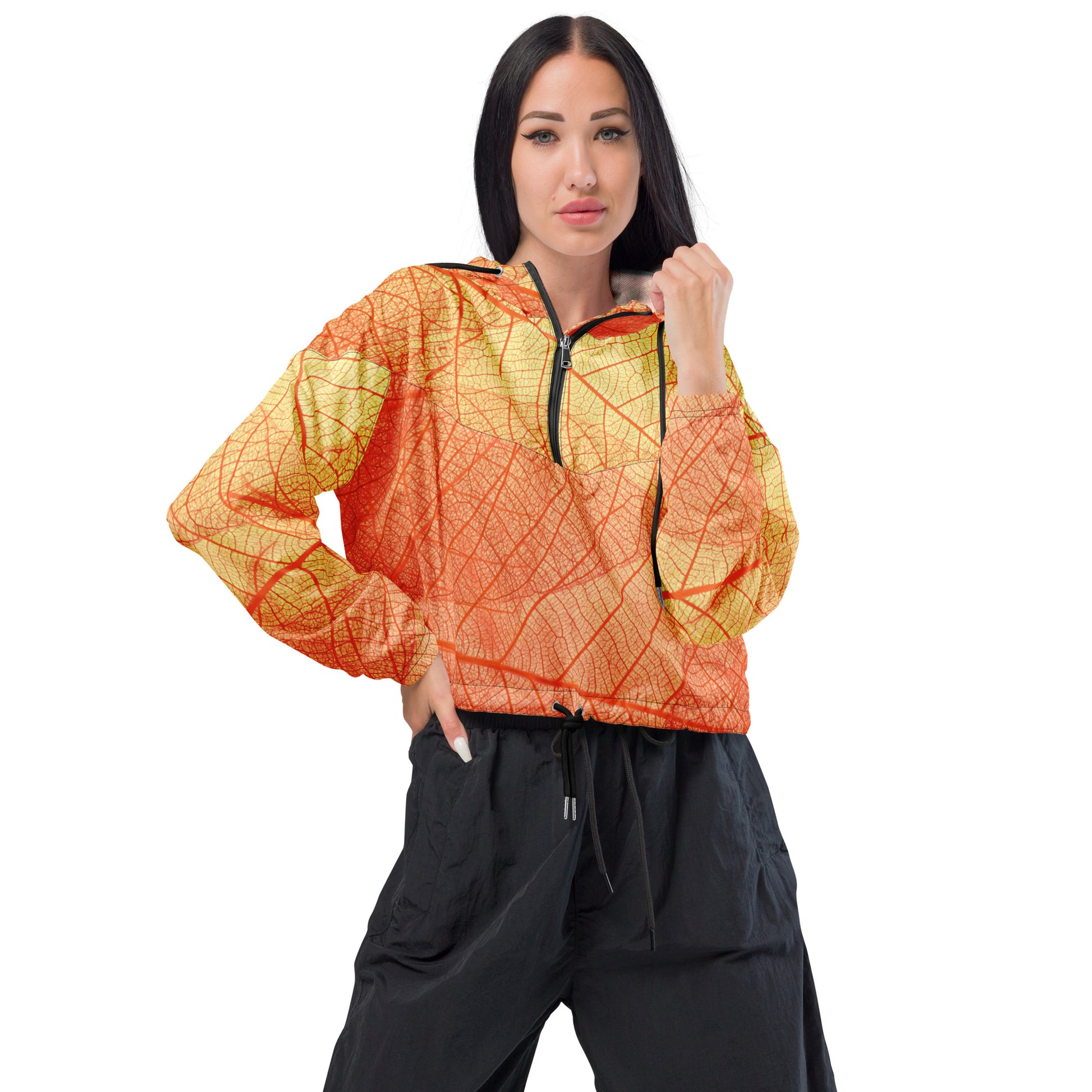 Vermilion Wisps Women’s Cropped Windbreaker - FLAKOUT