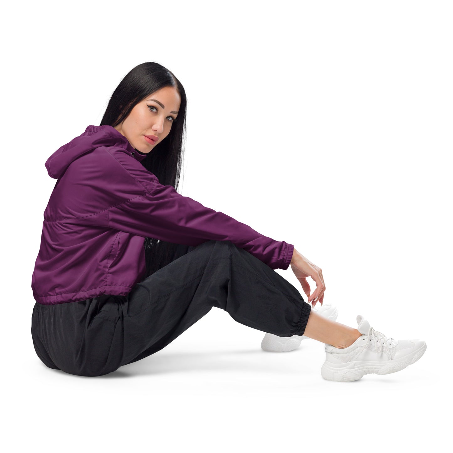 Palatinate Purple Women’s Cropped Windbreaker - FLAKOUT