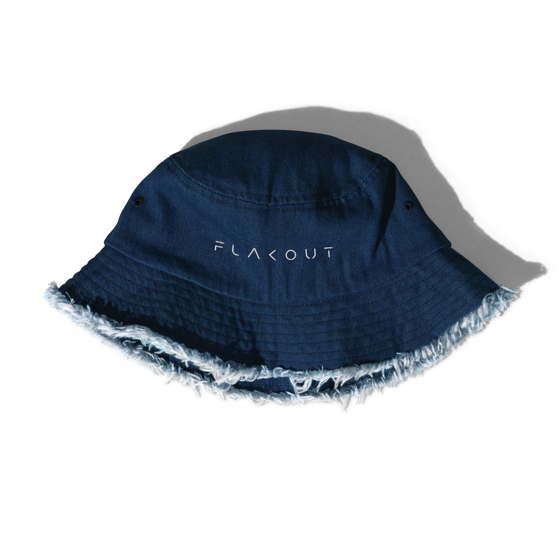 FLAKOUT Logo Embroidered Distressed Denim Hat - FLAKOUT