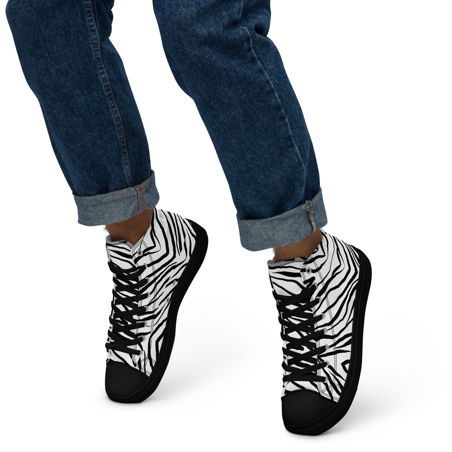 Striped Zebra Vibrance Men’s High Top Canvas Shoes - FLAKOUT