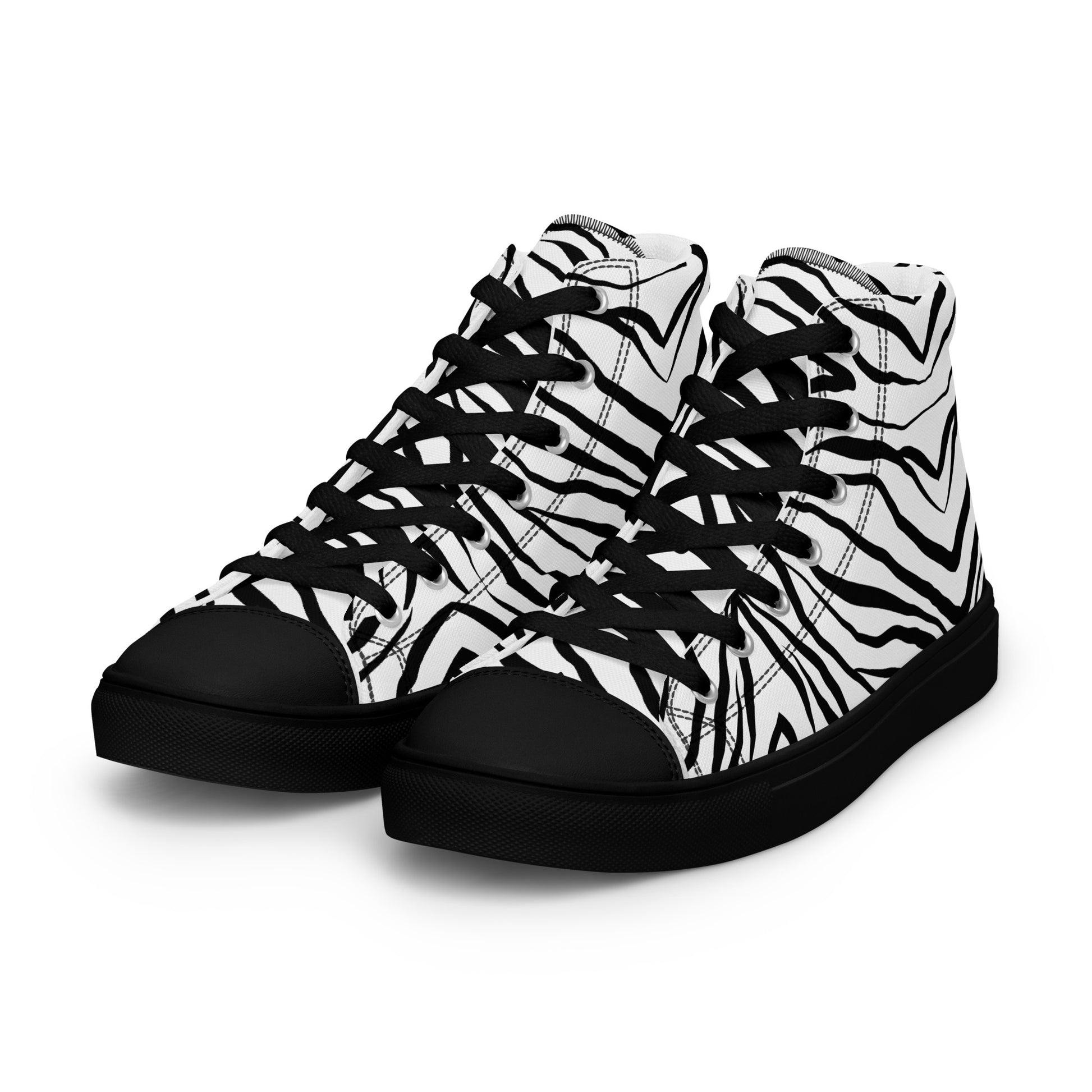 Striped Zebra Vibrance Men’s High Top Canvas Shoes - FLAKOUT