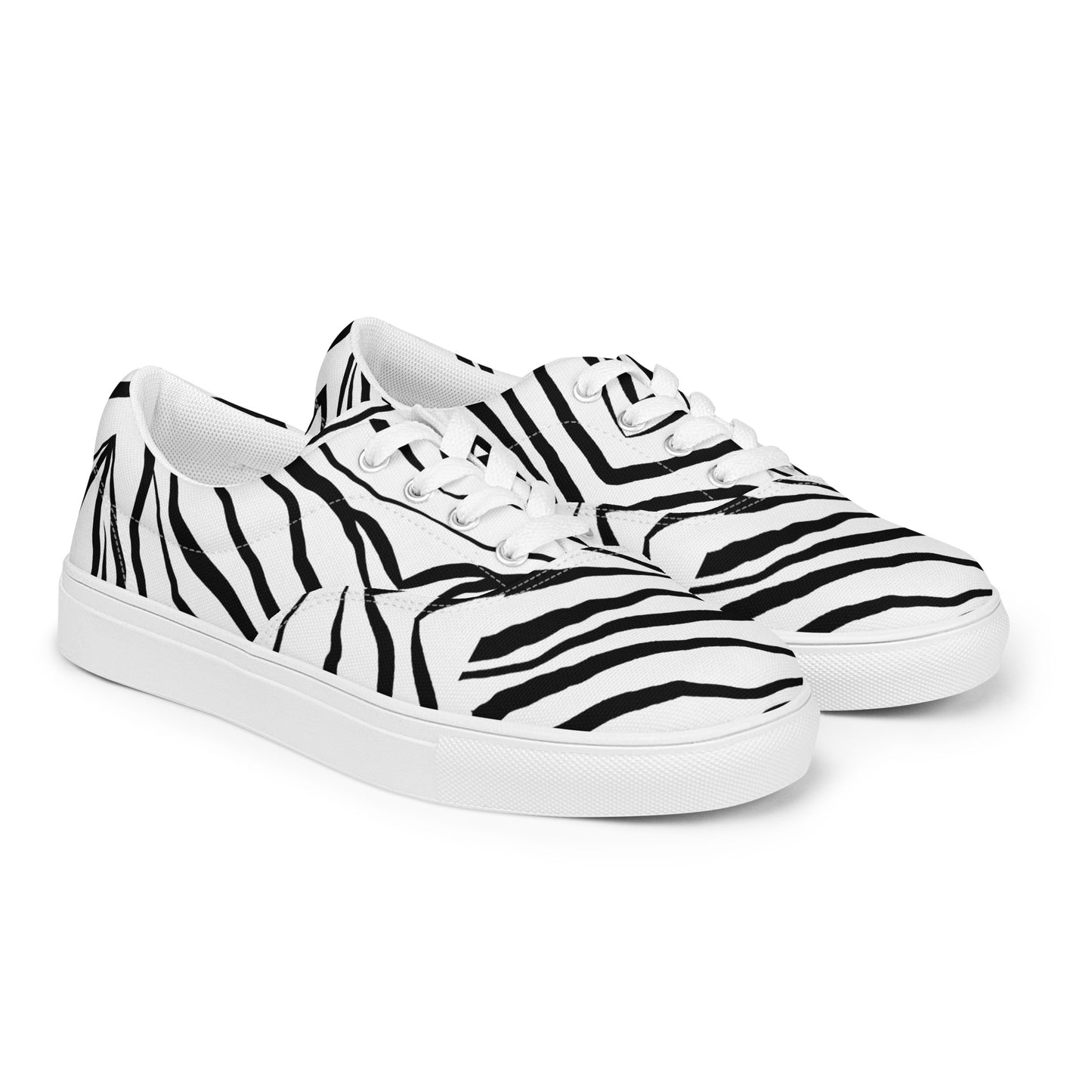 Striped Zebra Vibrance Men’s Lace-up Canvas Shoes - FLAKOUT