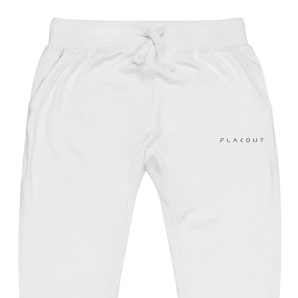 Fleece Sweatpants Flakout Embroidered Logo White - FLAKOUT