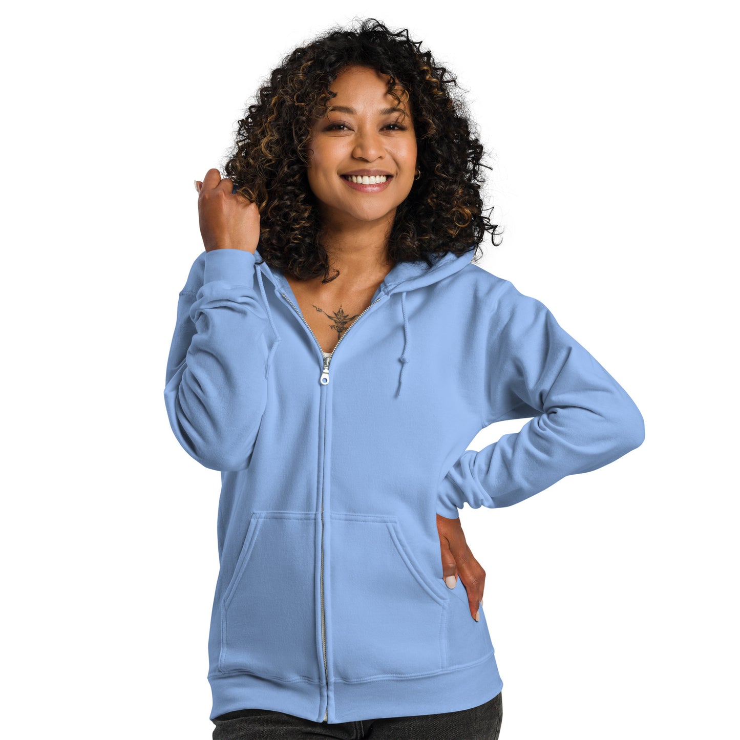 Nebuluxe Brilliance Heavy Harmony Fusion Zip Hoodie - Carolina Blue - FLAKOUT