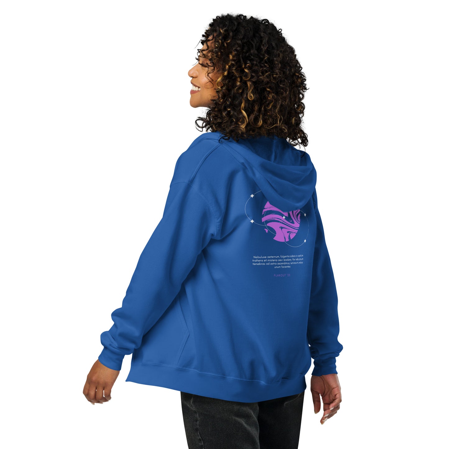 Nebuluxe Brilliance Heavy Harmony Fusion Zip Hoodie - Royal - FLAKOUT