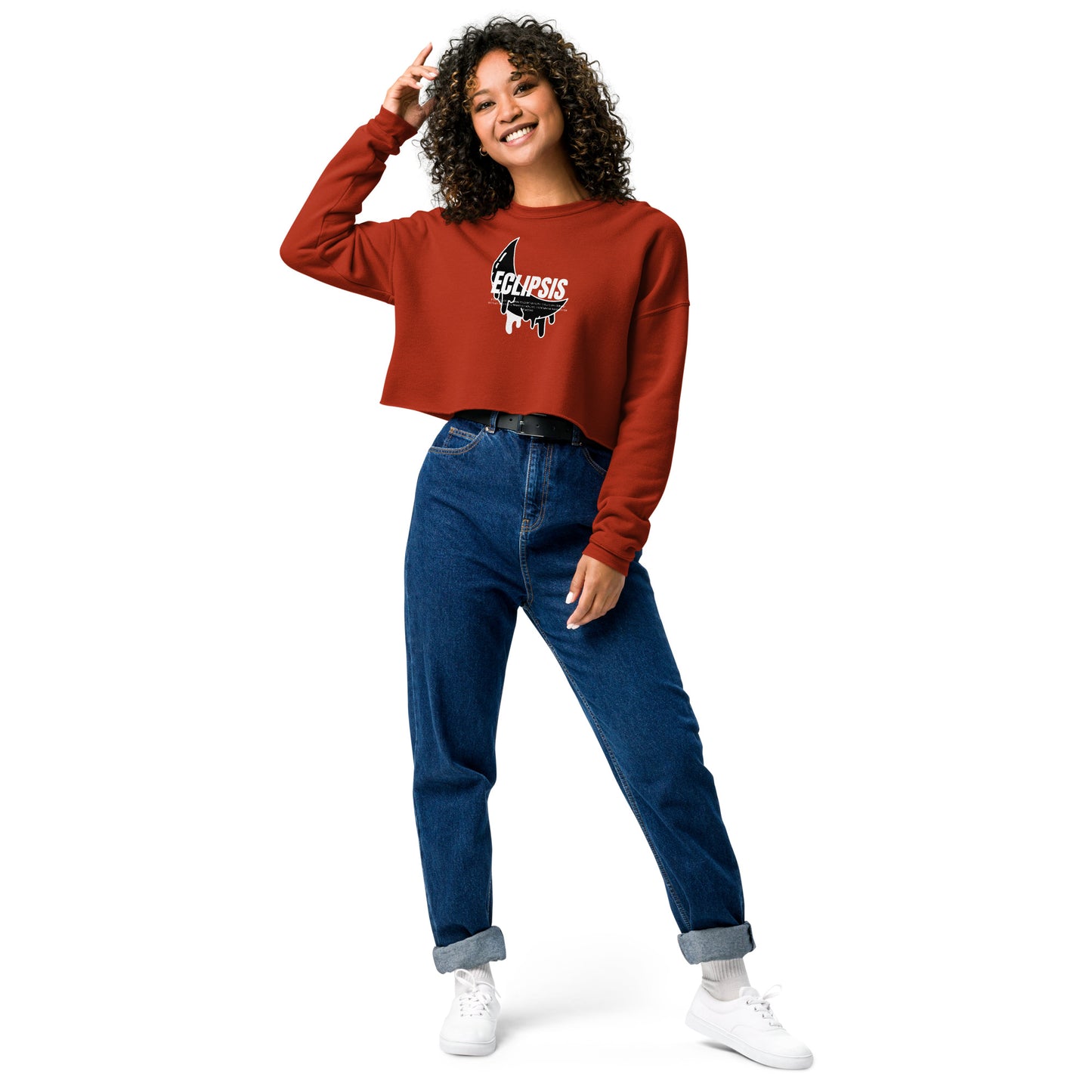 Lunar Eclipsis Women's Crop Sweatshirt - Brick - FLAKOUT