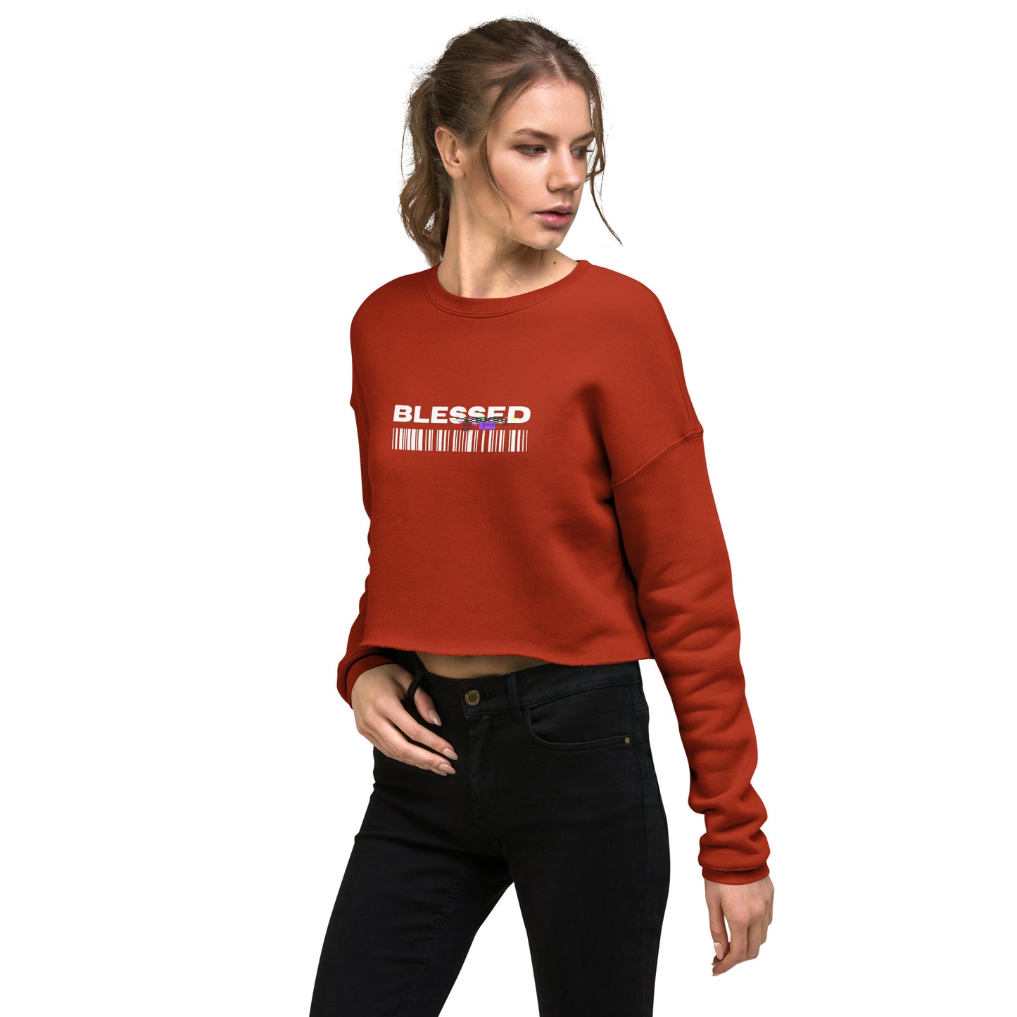 Divine Grace Blessed Women's Crop Sweatshirt - Brick - FLAKOUT