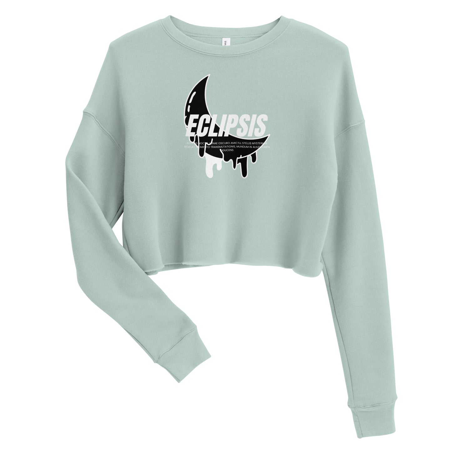 Lunar Eclipsis Women's Crop Sweatshirt - Dusty Blue - FLAKOUT